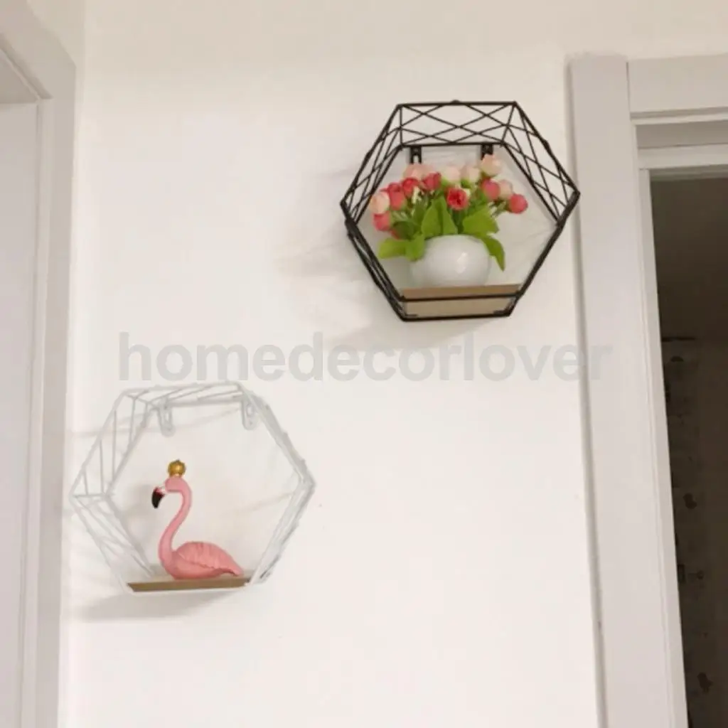 Wall Hexagon Shelf Float Holder Rack Storage Organizer Display Planter Pot Window Box Planter Container Case 8-10inch
