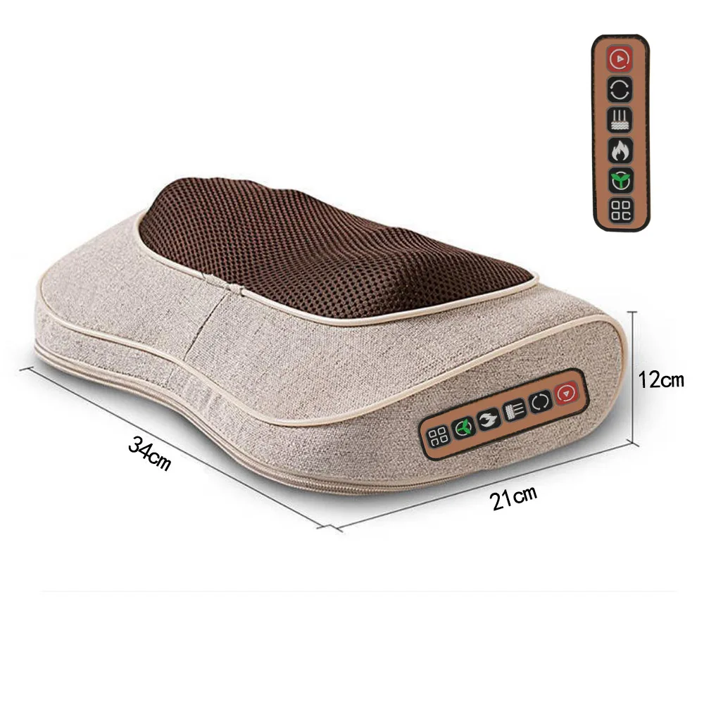 

6 Keys Luxury Infrared Heating Relax Massage Pillow 16 head Shiatsu Shoulder Back Body Neck Multifunctional Electric Massager