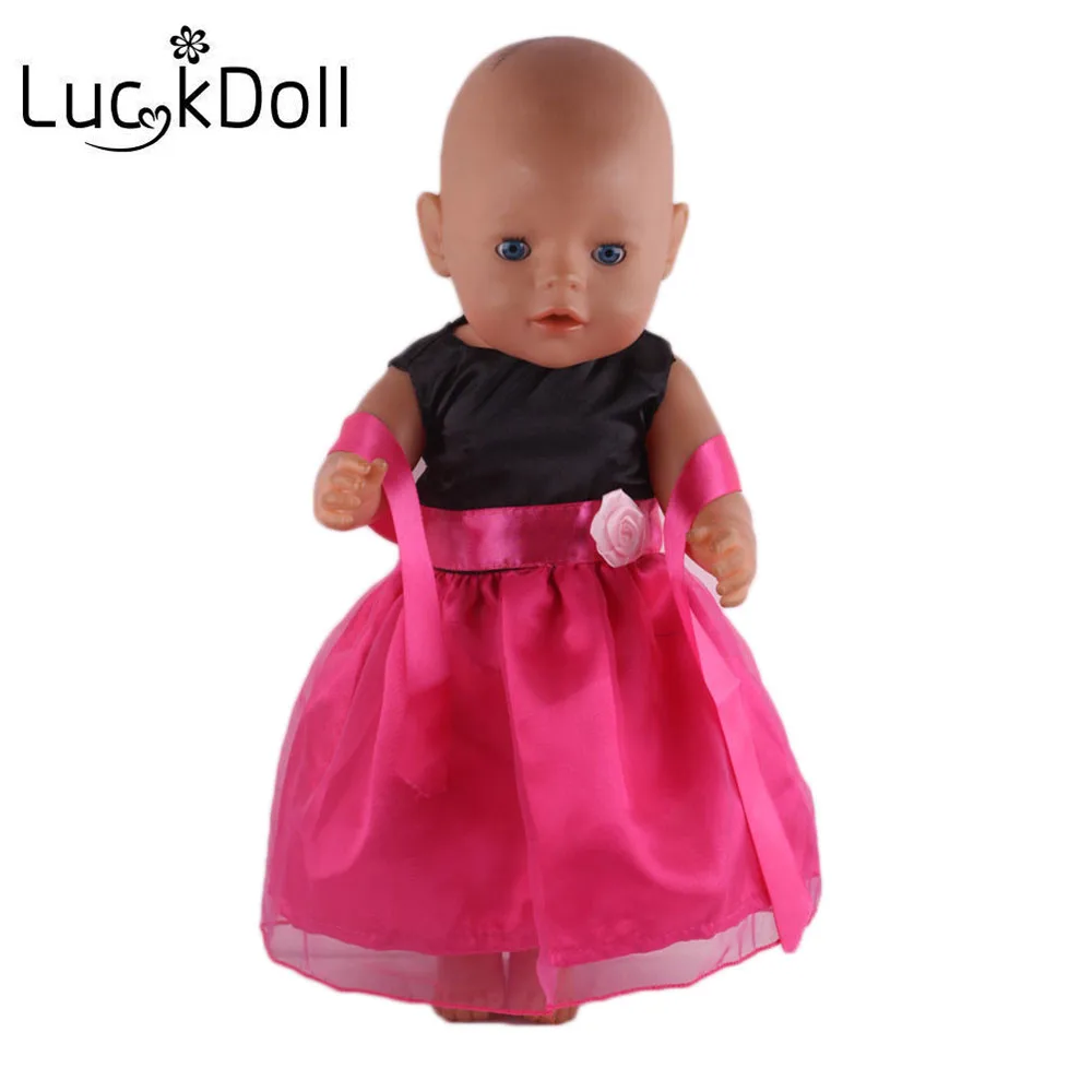 

Luckdoll Sleeveless Belt Print Dress for 43cm doll, best gift for kids