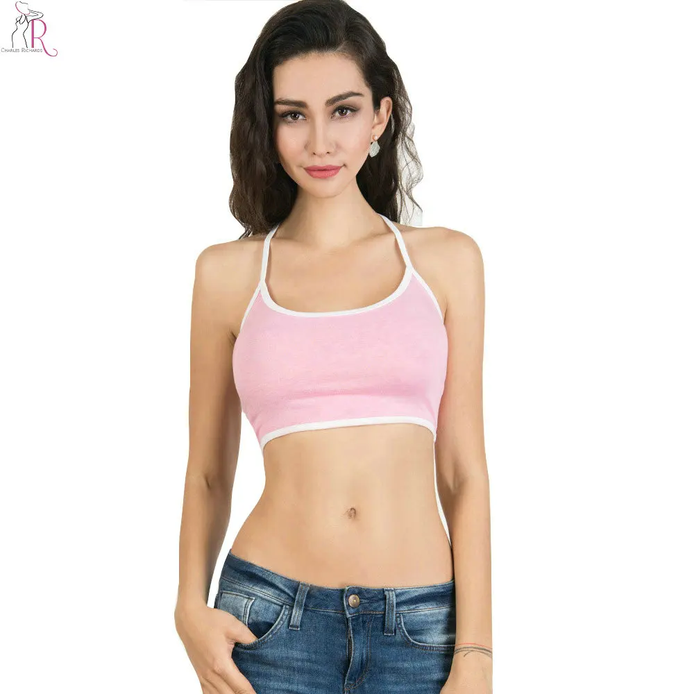 9.25US $ |Pink Halter Spaghetti Strap Crop Top Tight Silm Camis Sleeveless ...