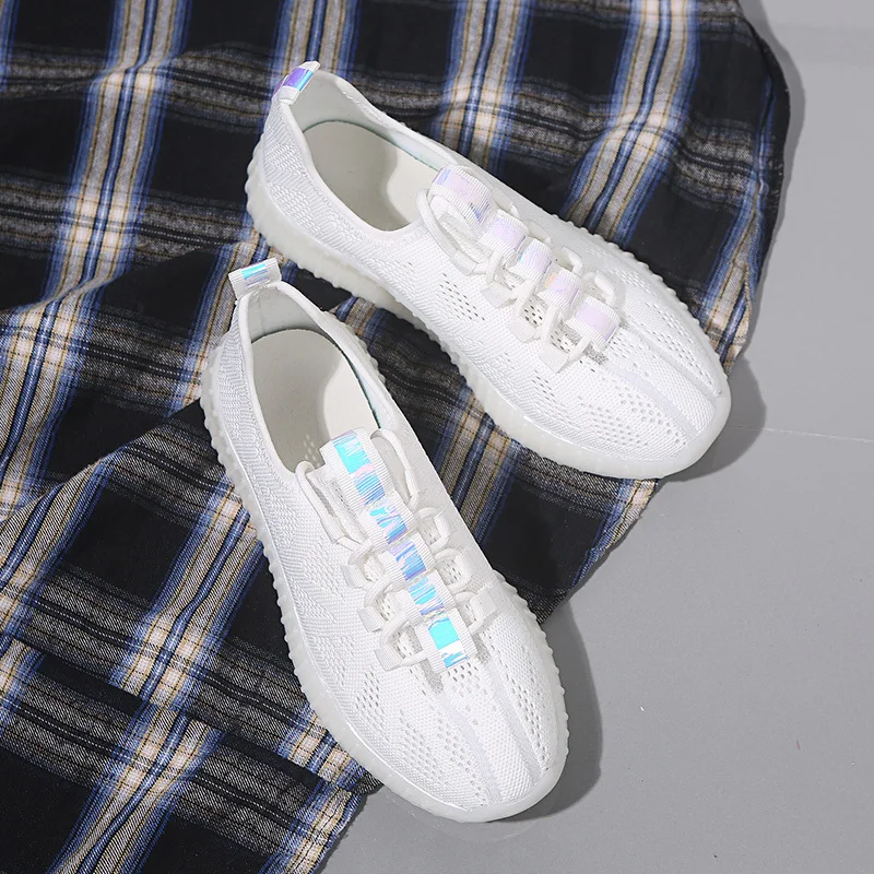 

2019 Spring/Summer New Women Slip-On Sneakers Oxford Sole Air Mesh White Sneakers Casual Breathable Chunky Sneakers