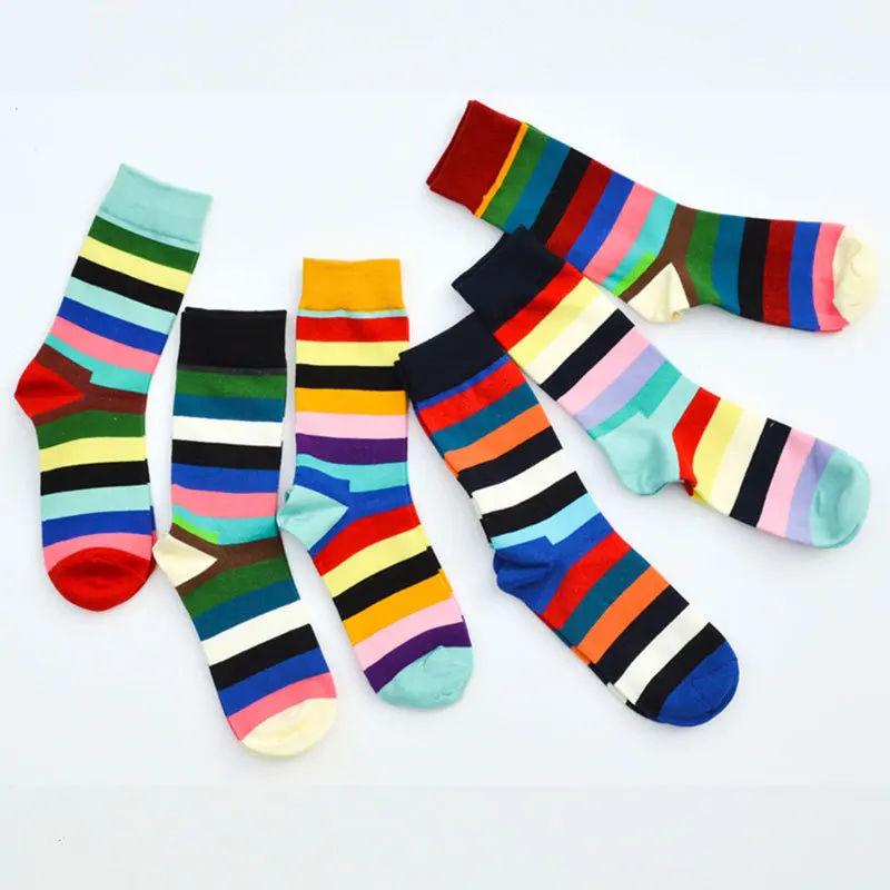 6 pairs/lot Brand Quality Mens Happy Socks Colorful Striped Socks Men ...