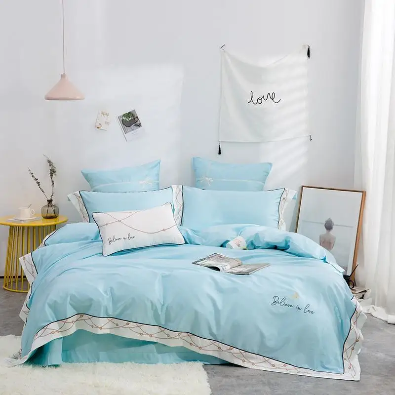 Buy Luxury Egypt Cotton Blue Aegean Sea Bedding Set