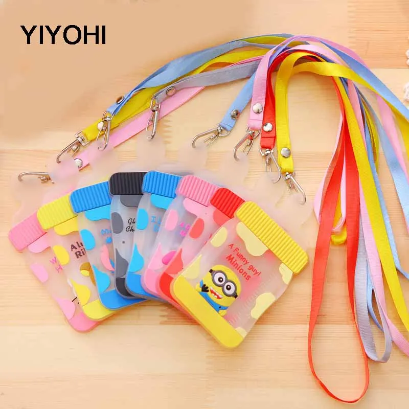

YIYOHI Kawaii Silicone Cute Milk Bottle Shape Hello Kitty Stitch Chi's Neck Hanging BUS & ID Card Holder Case Pouch BAG Holders