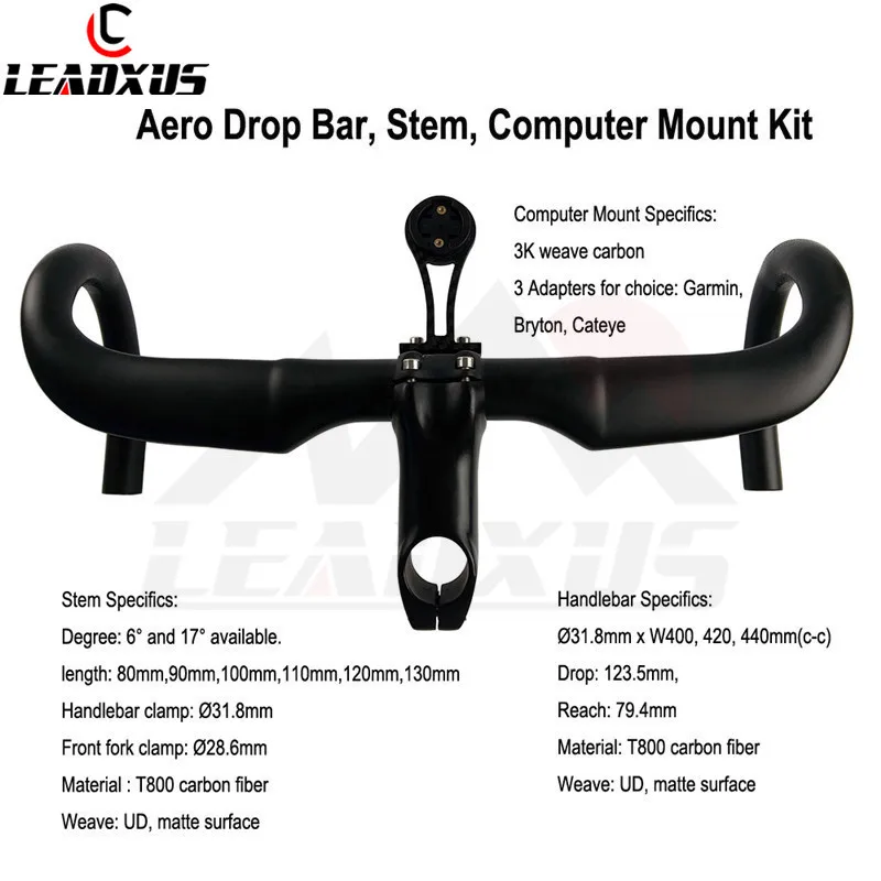УГЛЕРОДНЫЙ руль для дорожного велосипеда LEADXUS ZHB05 Aero + 6/17 градусов углеродный
