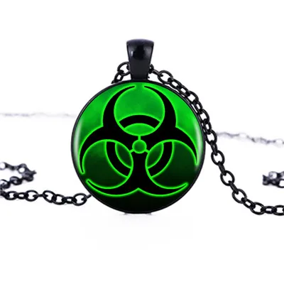 Логотип Biohazard, подвеска, ожерелье, шарм, Ретро стиль, круглая черная цепочка, подвеска, ожерелье, Женские Ювелирные изделия, мужские аксессуары для одежды HZ1 - Окраска металла: 1