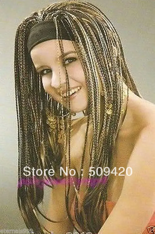 

Free Shipping>>>A312 New Cosplay Long Light brown root Mixed light golden blond braid Wigs/Wig