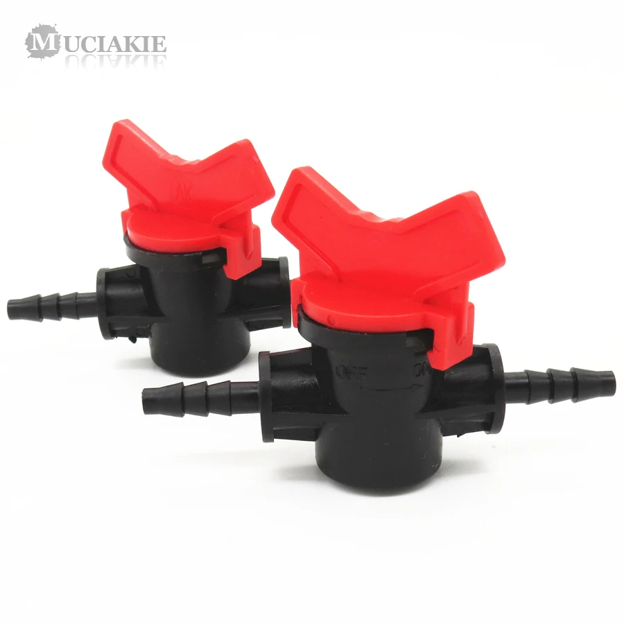 

MUCIAKIE 2PCS 1/4'' Straight Switch Valve for 4/7mm Hose Micro Tubing Micro Drip Irrigation Fitting Barbed Adjustable Durable