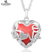Plateado Único “Amor” Armonía Bola Colgante de Collar de Corazón de Cristal Joyería Apta Chime Bola Llamador Del Ángel Colgantes de La Joyería