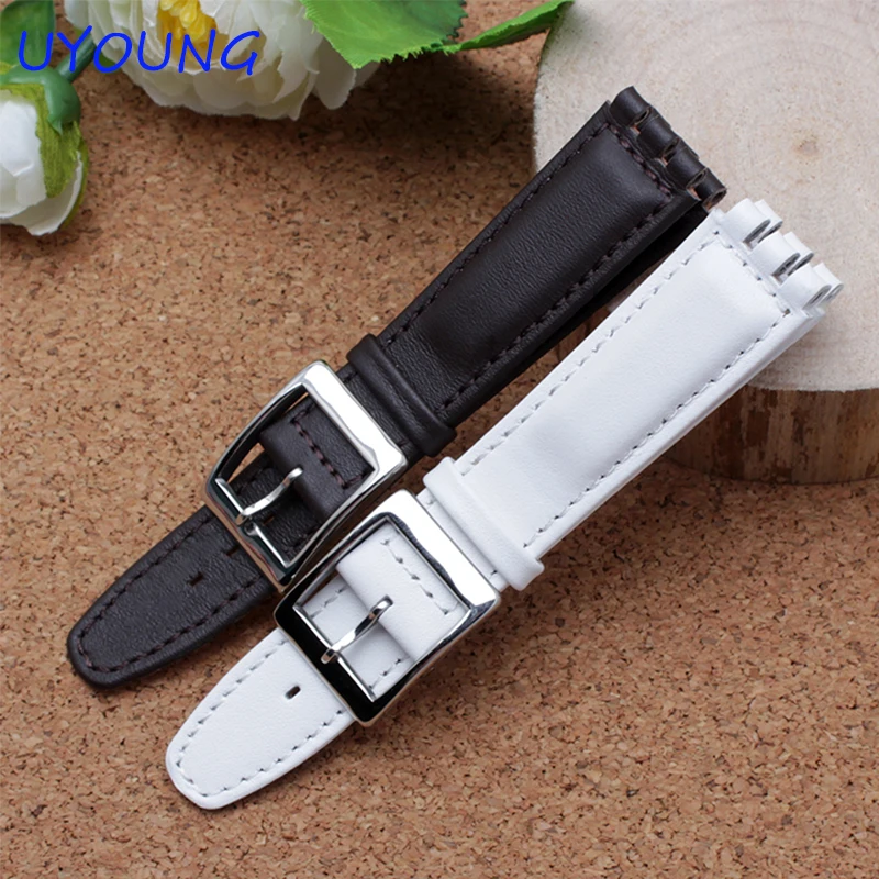 Premium Waterproof Genuine Leather Watch Strap - Black, Brown, White with Clasp