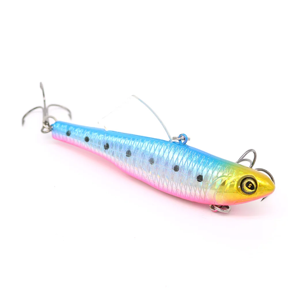 

CASTFUN Jigging Lure 1pc 8.5cm 20g Balance VIB Baits Winter Ice Fishing Lure Diving Swivel Jig Winter Wobbler Hard Rattling Lure