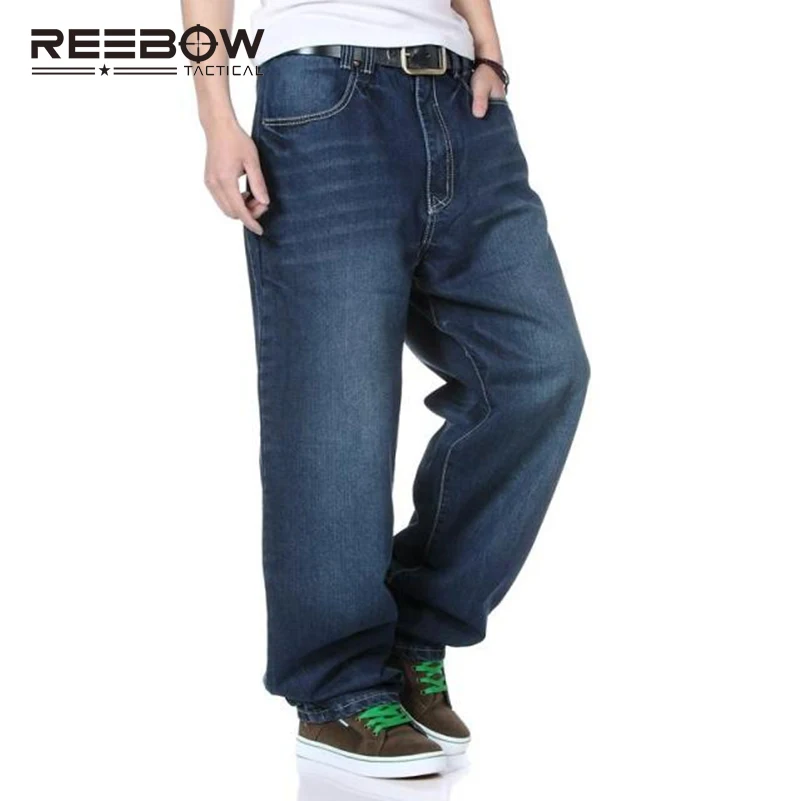 

REEBOW TACTICAL Men Plus Size Cotton Jeans Outdoor Sports Loose Plump Fatty Chuppy Winter Autumn Hip-hop Jeans 4XL 5XL 6XL