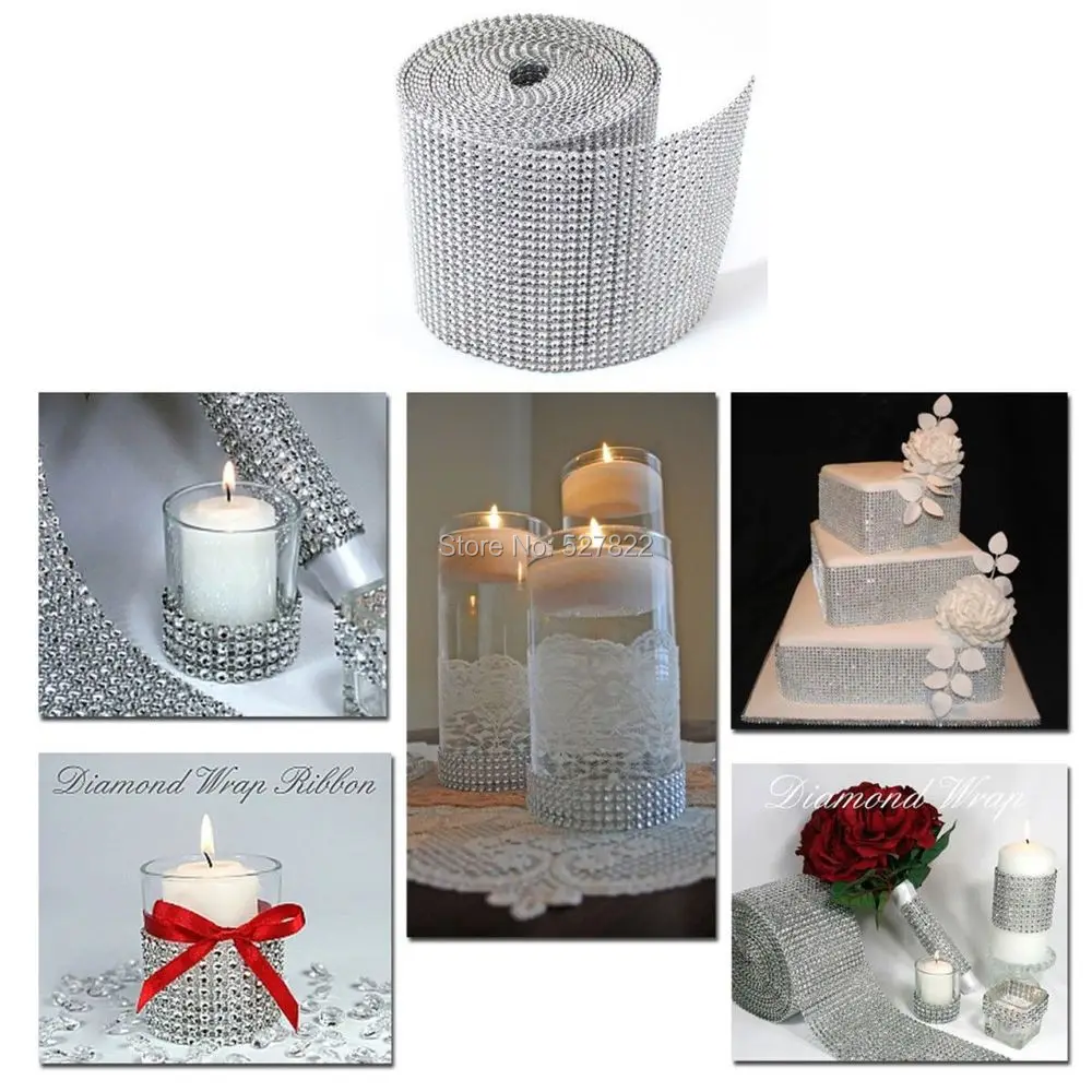 4.5" x 1Yard Wedding Decoration Supplies Rhinestone Diamond Wraps Ribbon Mesh 