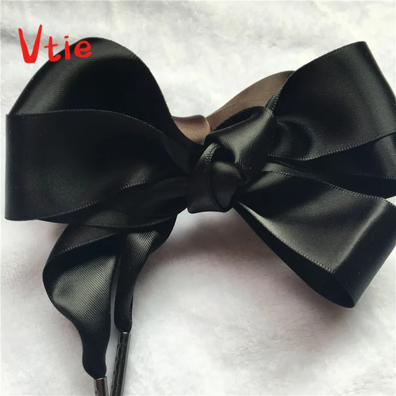 

Charm Princess Black Shoeslaces Women lady Shoe Lace Flat Silk Ribbon Shoe Laces Sneaker Sport Shoes Fantastic 100cm