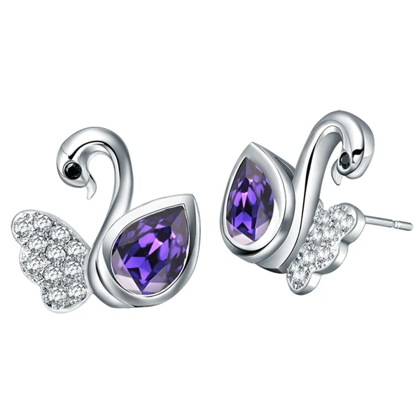 

Rhinestone Silver 925 Earrings Studs Animal Heart Purple,Red Wedding Dress Crystal Earring 2015 Fashion Jewelry for Women