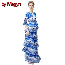 От Megyn, Летнее Длинное платье, платье макси, рукав до локтя, элегантное, с принтом, хорошее качество, дизайнерские, брендовые, вечерние, на день рождения, бальное платье, 2XL