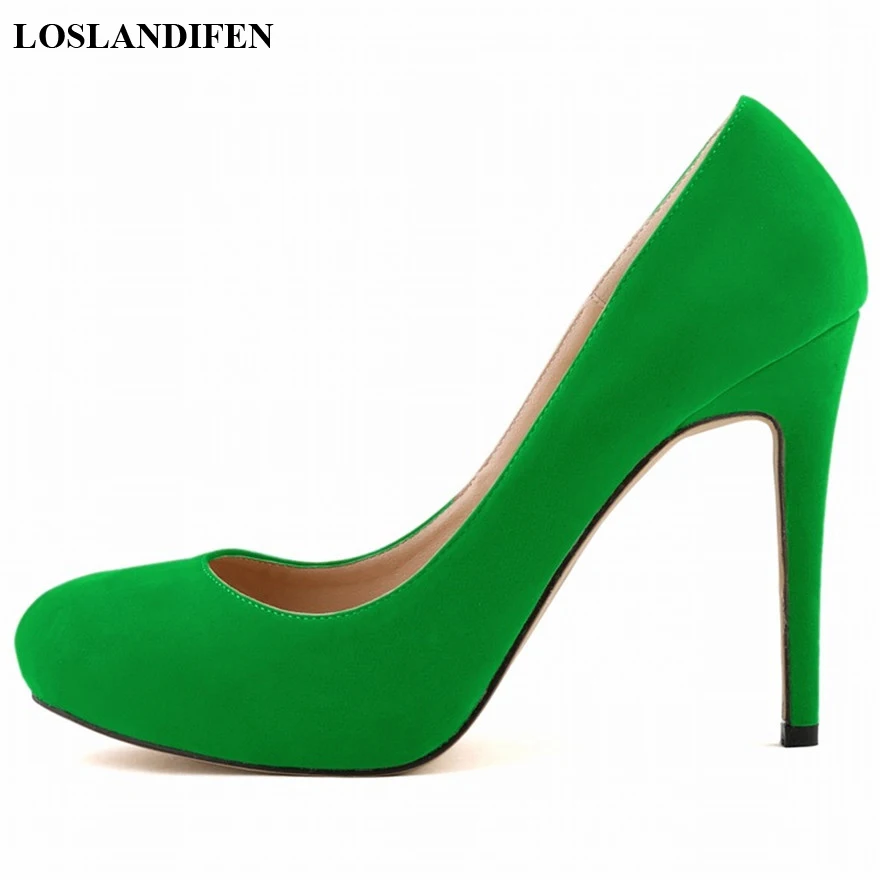 

2019 New Solid Flock Show Thin Elegant Wedding Shoes Women Pumps Shallow High Heels Shoes Platform Women's Concise Office Shoes