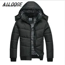 AILOOGE куртка Для мужчин зимняя куртка большой Размеры M-4XL Новое поступление Повседневное тонкий хлопок с парки с капюшоном Casaco Masculino
