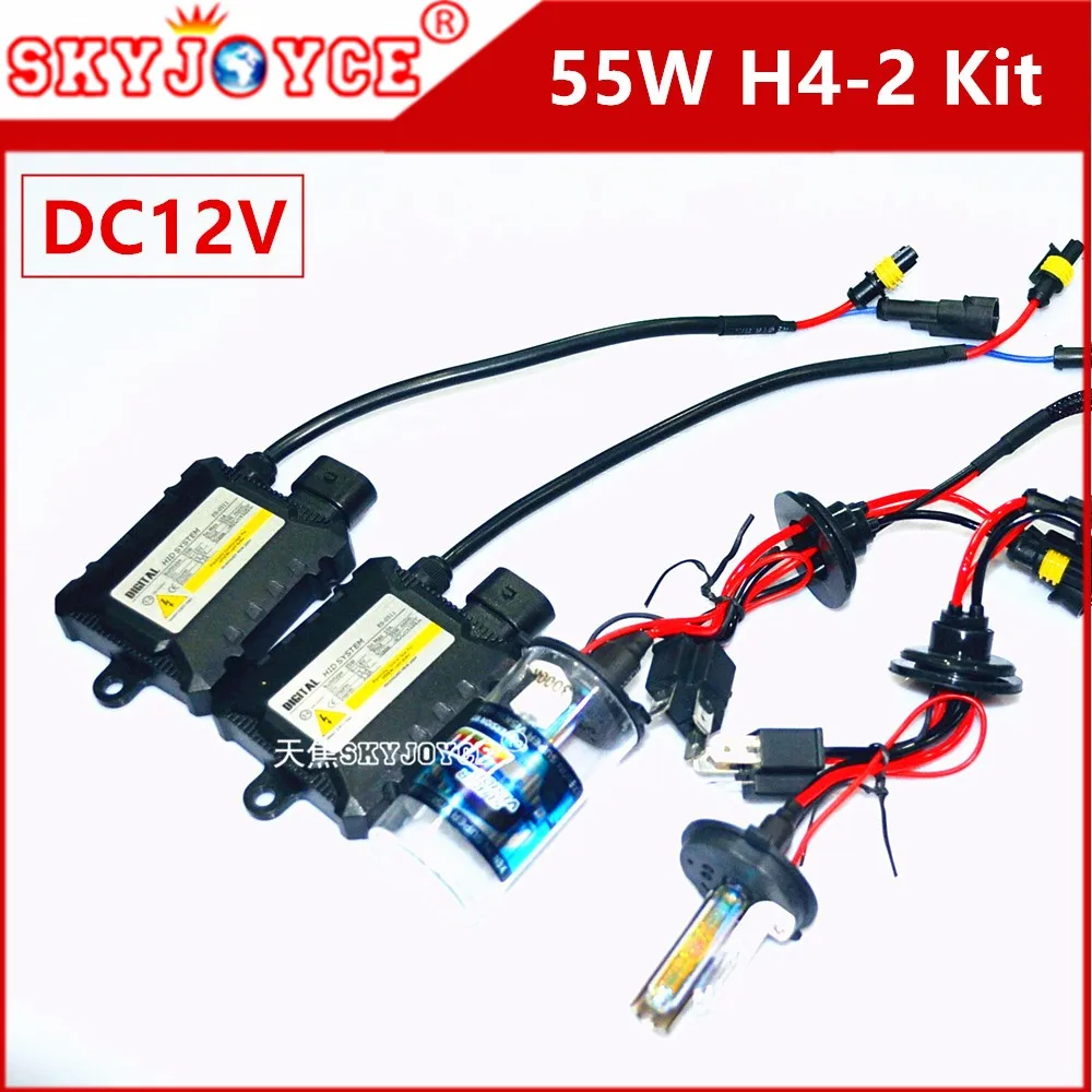 DC12V 55W H4-2 6000K 8000K 10000K hid xenon h4-2 xenon kit for cnlight H4-2 deep blue hid 3000K yellow green blue purple pink (2)
