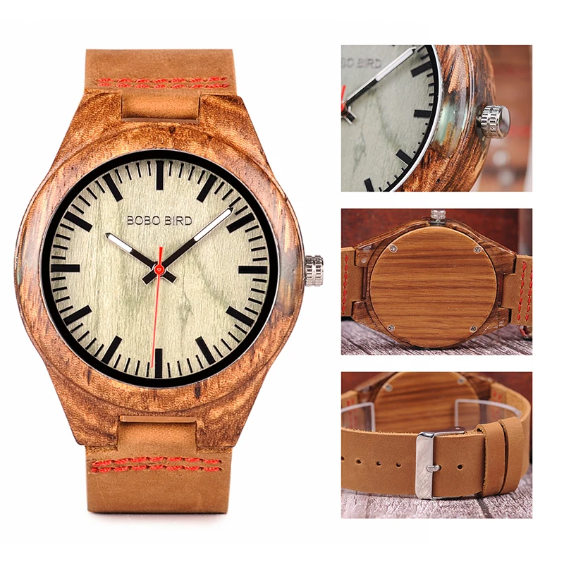 BOBO BIRD L-Q05 Watch Zebrawood Quartz Men Watches Custom Logo