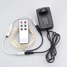 Рождественские освещения 5 м 50 Светодиодная лента светодиодный Медный провод Фея огни строки IP65 с DC12V 2A Питание и 6Key RF контроллера