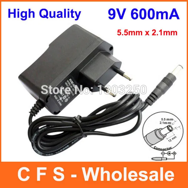 0.6a 9v power adapter Free AC DC 600mA Adapter 9V Quality 0.6A DHL Adaptor Power Supply 100pcs shipping AC/DC in High
