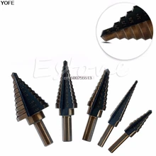 5pcs Step Drill Bit Set Hss Cobalt Multiple Cut Hole 50 Sizes Step Drill w/ Case