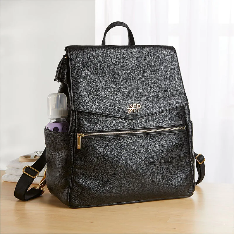 Black Diaper Bags Сумка для подгузников из искусственной кожи, рюкзак+ пеленальная подушка+ ремень для коляски, для мам, для беременных, сумка для кормления, женская модная дорожная сумка, рюкзак - Цвет: Black Diaper Bags