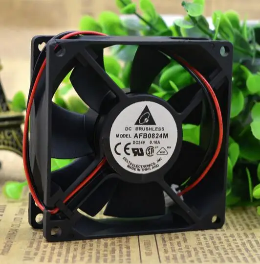 Оптовая продажа: 8 см 24V0.1A 80*80*25 AFB0824M 2 линии бесшумный вентилятор инвертор PC