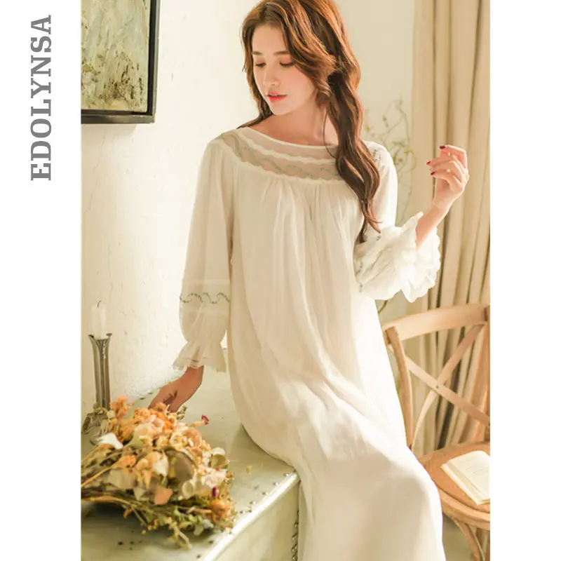 2019 Vintage Sleepwear Plus Size Women Home Wear Nightgown Loose