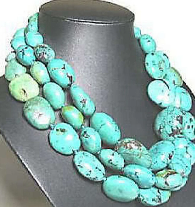 

0001523 Beautiful Green Turquoise Beads Necklace 50"Long