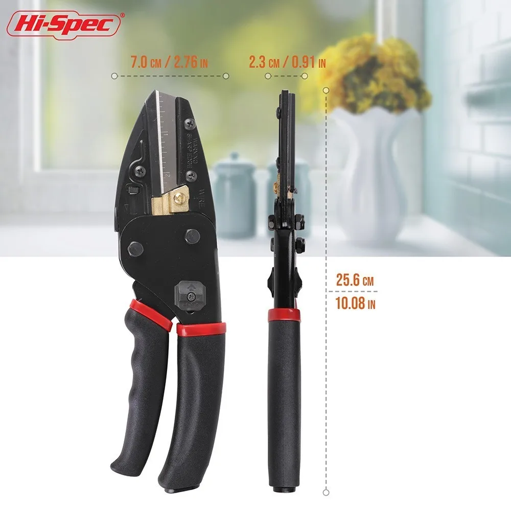 Hi-Spec Multi Functional Scissors Shears Cutter Titanium Coated Wire Cutter Cutting Tool Built-In Utility Knife with 3pc Blades Hi-Spec Multi Functional Scissors Shears Cutter Titanium Coated Wire Cutter Cutting Tool Built-In Utility Knife with 3pc Blades