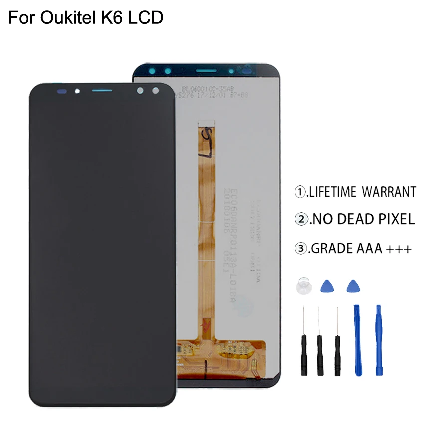 

Original For Oukitel K6 LCD Display+Touch Screen Digitizer For Oukitel K6 Display Screen LCD Assembly Phone Parts Free Tools