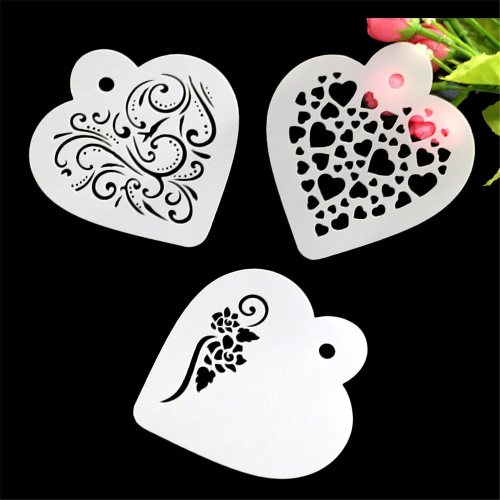 

3Pcs DIY Cake Coffee Stencils Spray Mold Decorating Print Sugar Modeling Tool