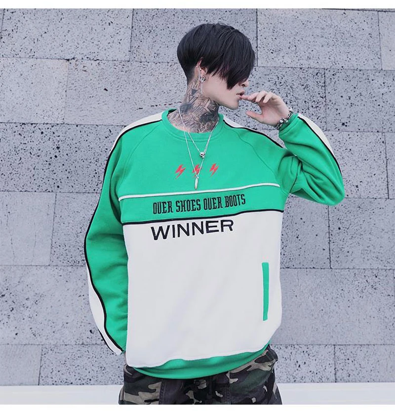 Patchwork Oversize Windbreaker Pullover Jackets Male Coats Vintage Varsity Jacket Men Fashions  (24)
