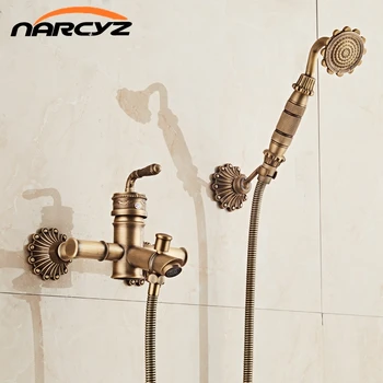 

Free Shipping Bamboo Shower Faucet Mixer Tap Antique Bronze Brass Bath Shower Faucet Set Bathtub Faucet Torneira Bath XT333