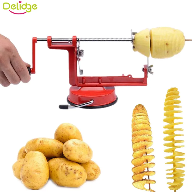 Manual Rotate Potato Slicer Stainless Metal Sweet Potatoes Twisted
