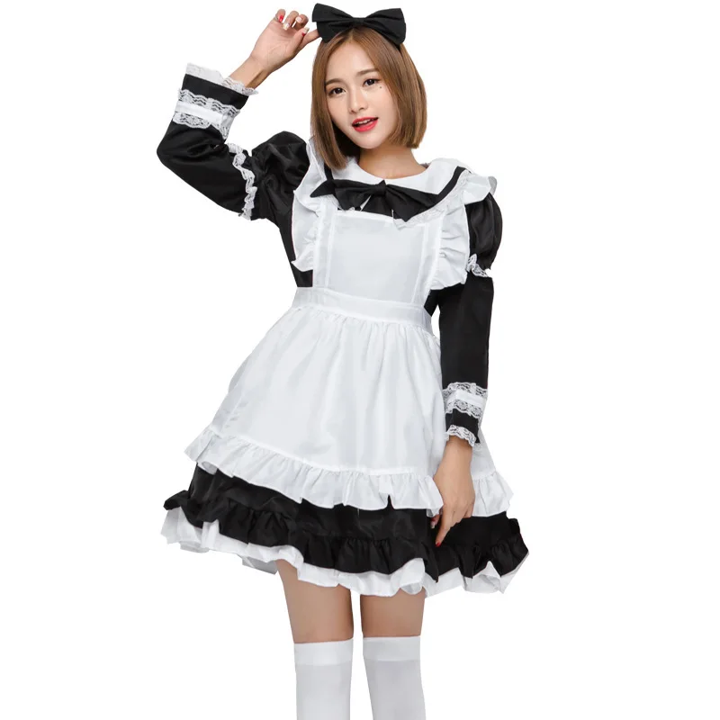 Костюм горничной Lolita милое готическое платье Алисы Аниме Косплей горничная