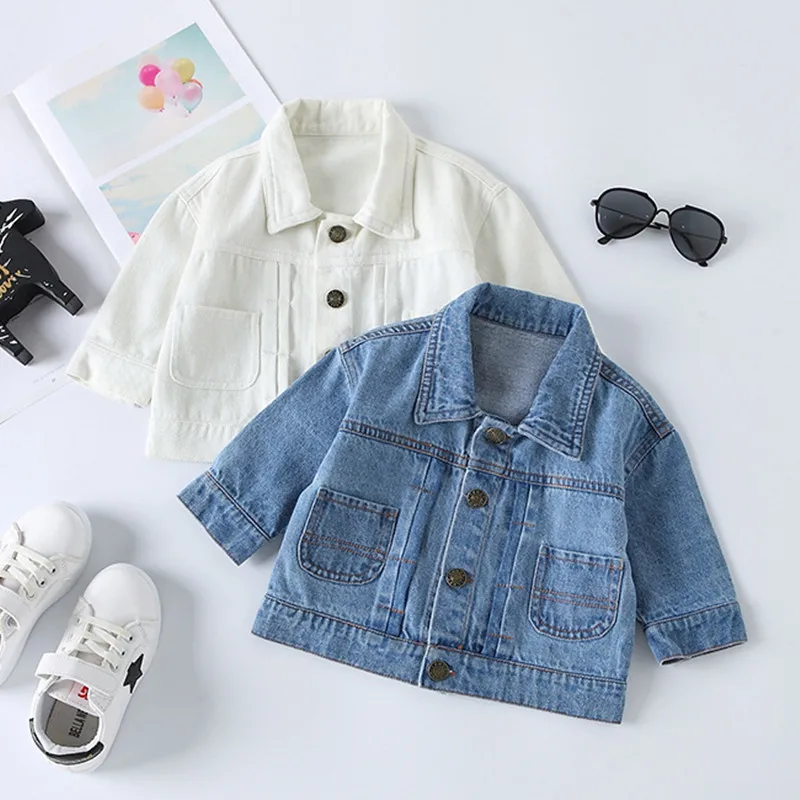 

Children Denim Jacket 2019 Design Blue/White Kids Printted Cartoon Bear Jean Coat Cowboy Soft Toddler Boy Girl Outerwear Clj130