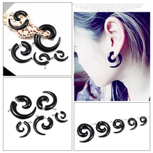 WIWI 2 шт./компл. «унисекс» детский черный поддельные спираль Улитка серьги-гвоздики 3/4/5/6/8/10 мм, в стиле панк, готика, серьги рога ювелирные изделия