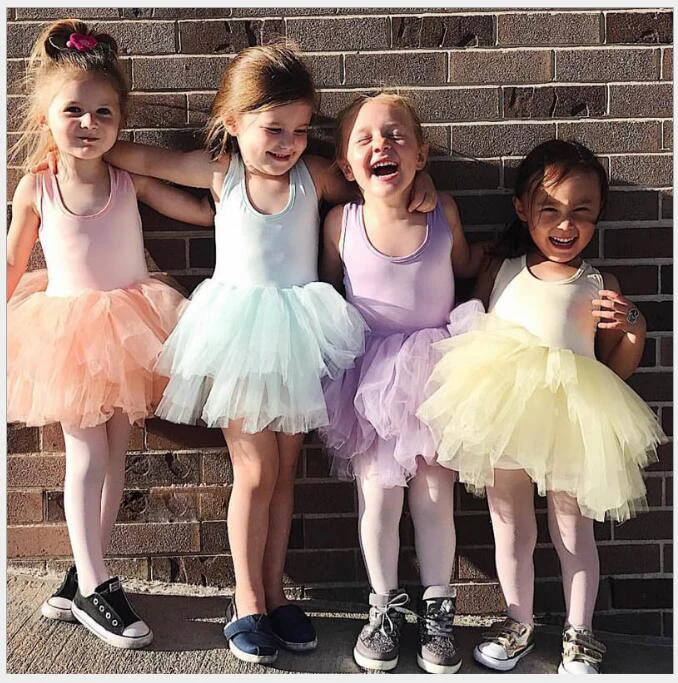 

candy color kids ballet dress children dancing tutu dress little girls cake party gown vestido ins fashion clothes