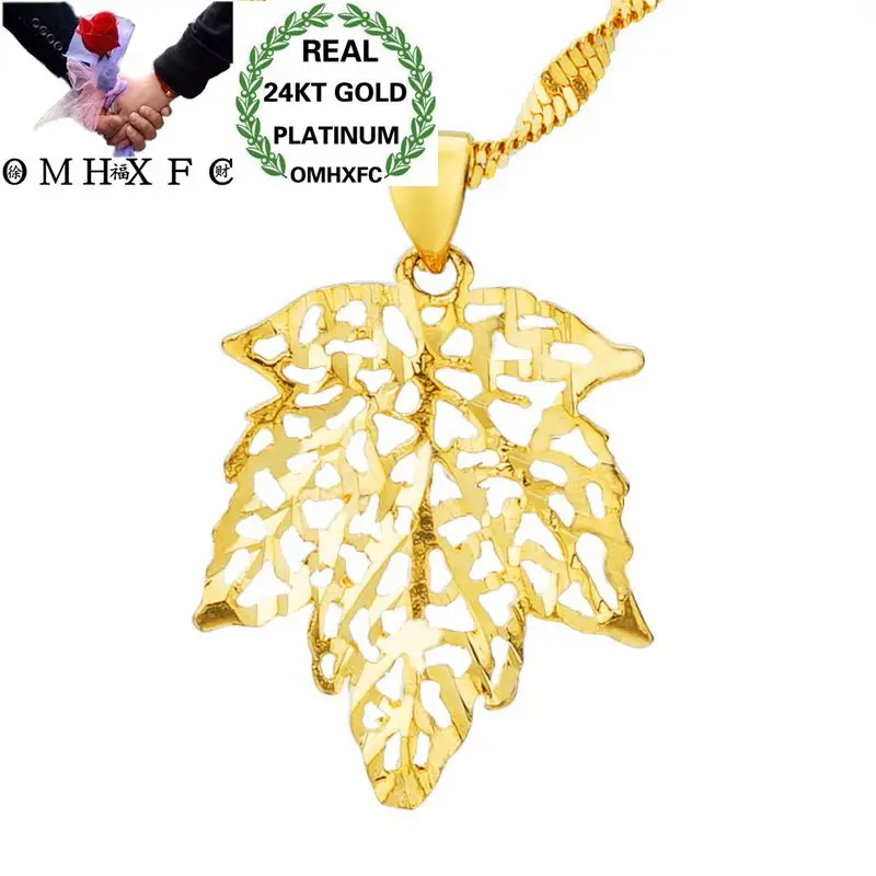 OMHXFC Wholesale European Fashion Woman Man Unisex Party Birthday Wedding Gift Hollow Maple Leaf 24KT Gold Charm Pendant PN155 | Украшения