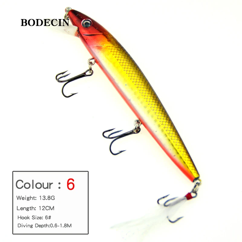 1PCS yo-zuri Minnow Wobblers Artificial Fishing Lure Trolling Lures Wobbler Bait For Crazy Fish Sea Tackle Peche Swimbait 12CM (2)