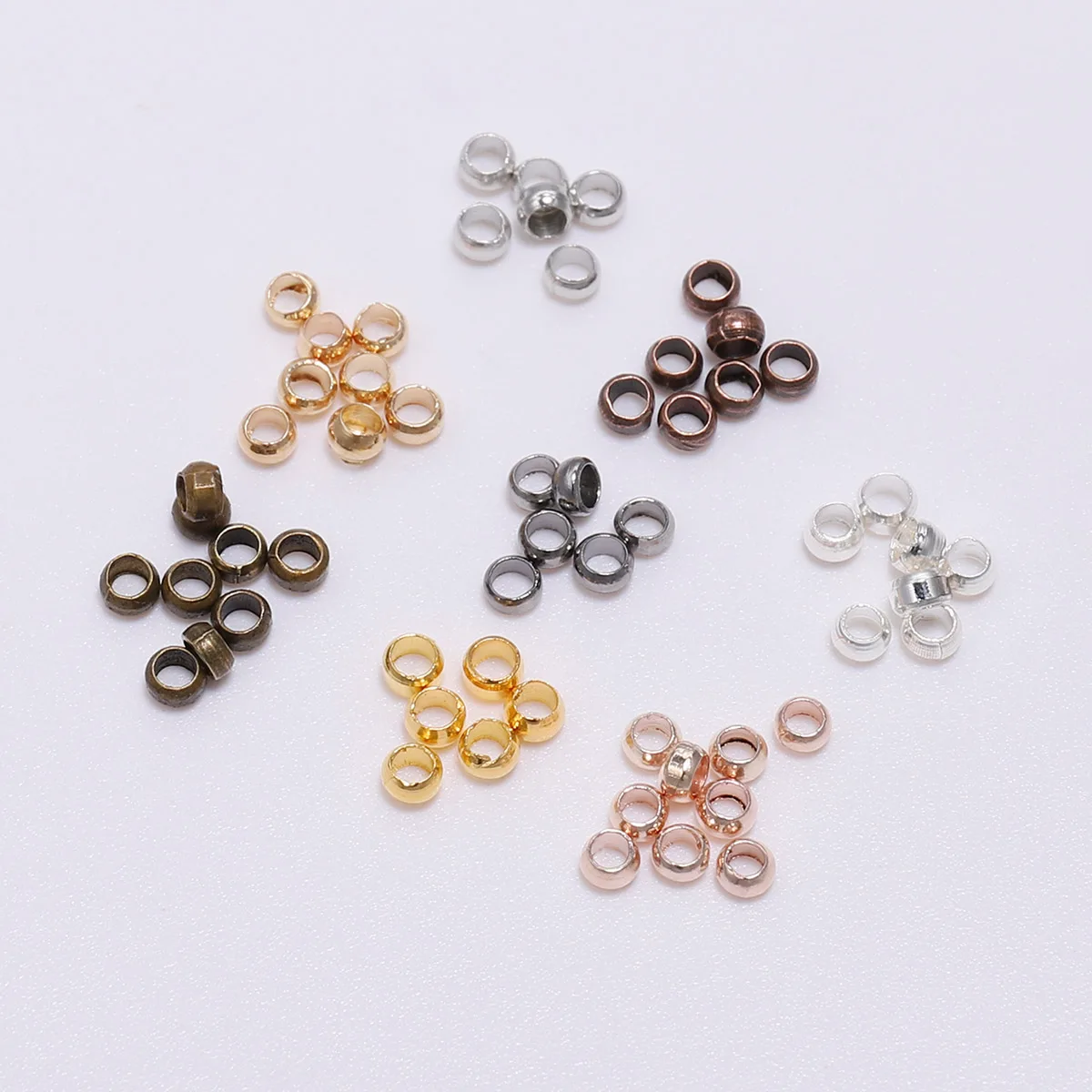 100-500pcs/lot Gold  Copper Ball Crimp End Beads Dia 2 2.5 3 mm Stopper Spacer Beads For Diy Jewelry Making Findings Supplies