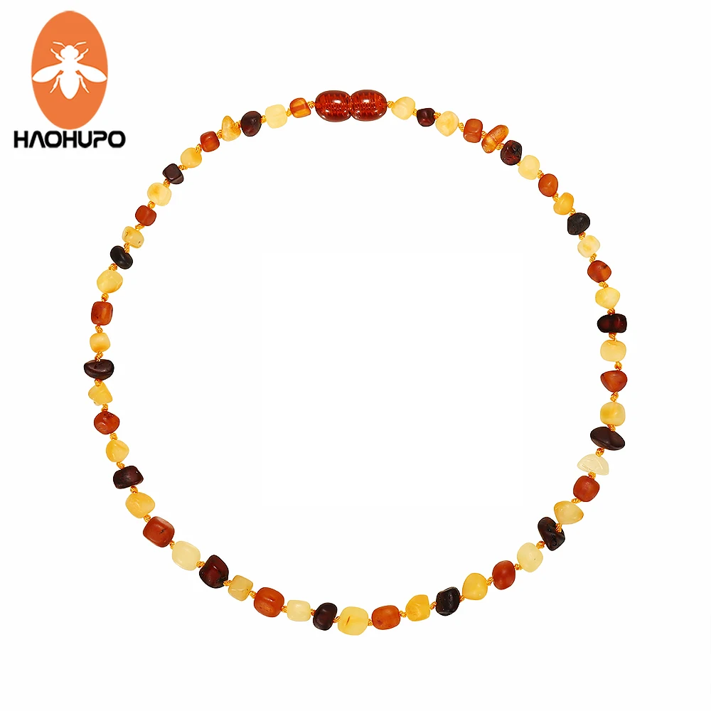 HAOHUPO 5 цветов Классический Янтарный подлинный Балтики янтарные слингобусы Янтарное ожерелье для детей взрослых бусины из натурального материала - Цвет камня: Multicolor