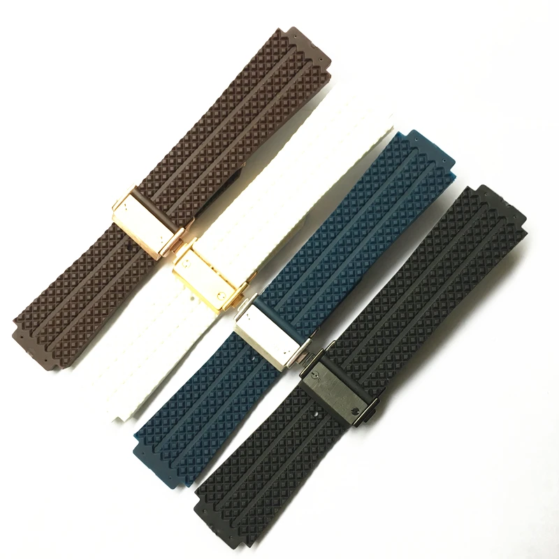 

LUKENI Brands 21*14mm 25*19mm Black Blue Brown White Silicone Rubber Watchbands For HUBLOT Big Bang watch Strap wristband