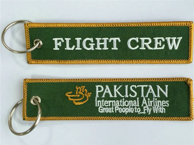 EM-1816C Embroidered-Fabric-Type-FLIGHT-CREW-Keyring-keytag