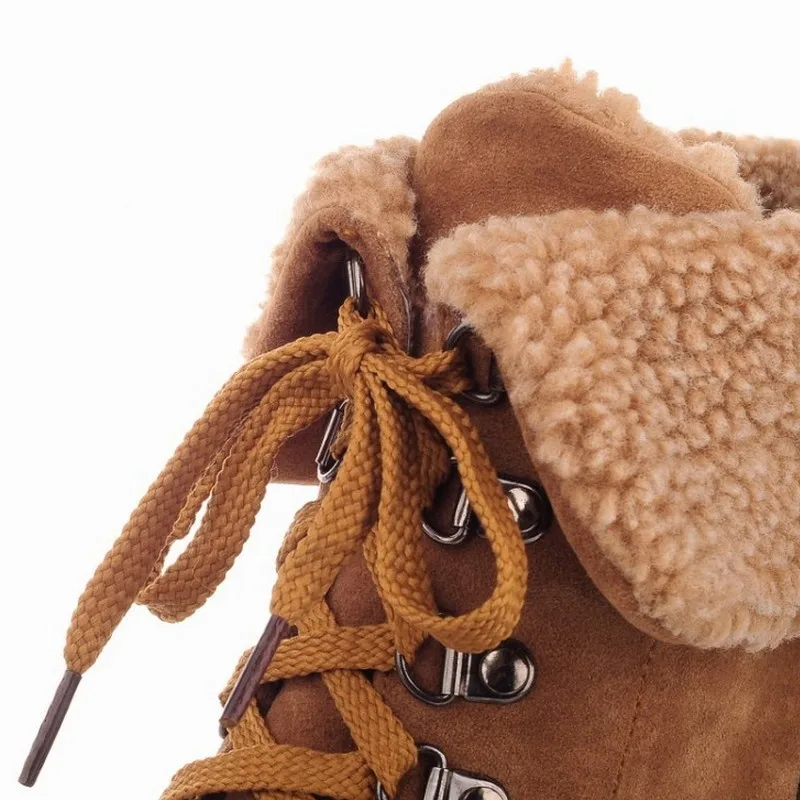 KemeKiss/размер 32-43, зимние теплые женские полусапожки на высоком каблуке с густым мехом, зимние ботинки, обувь P20606