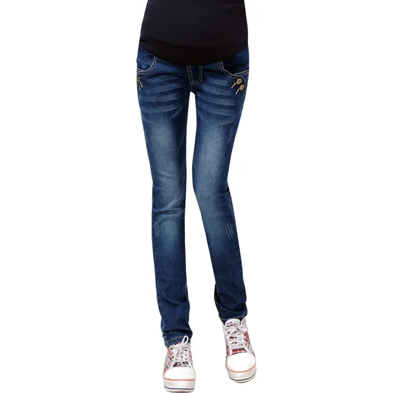Горячая Распродажа новейший дизайн подходит для всех сезонов подходящие джинсы для беременных, металлические пуговицы и рваные джинсы для беременных женщин