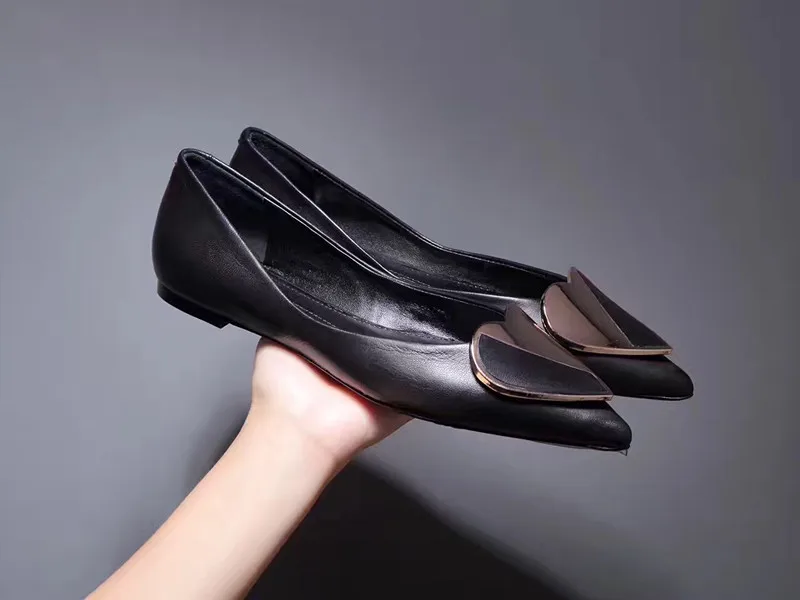 Dekoration Freizeitschuhe Marke Wohnungen Für Slip Black Herzform on Leder Echtem Heißer Frauen Ballett pink Spitz Aus Designer Y4qx7Hqvw